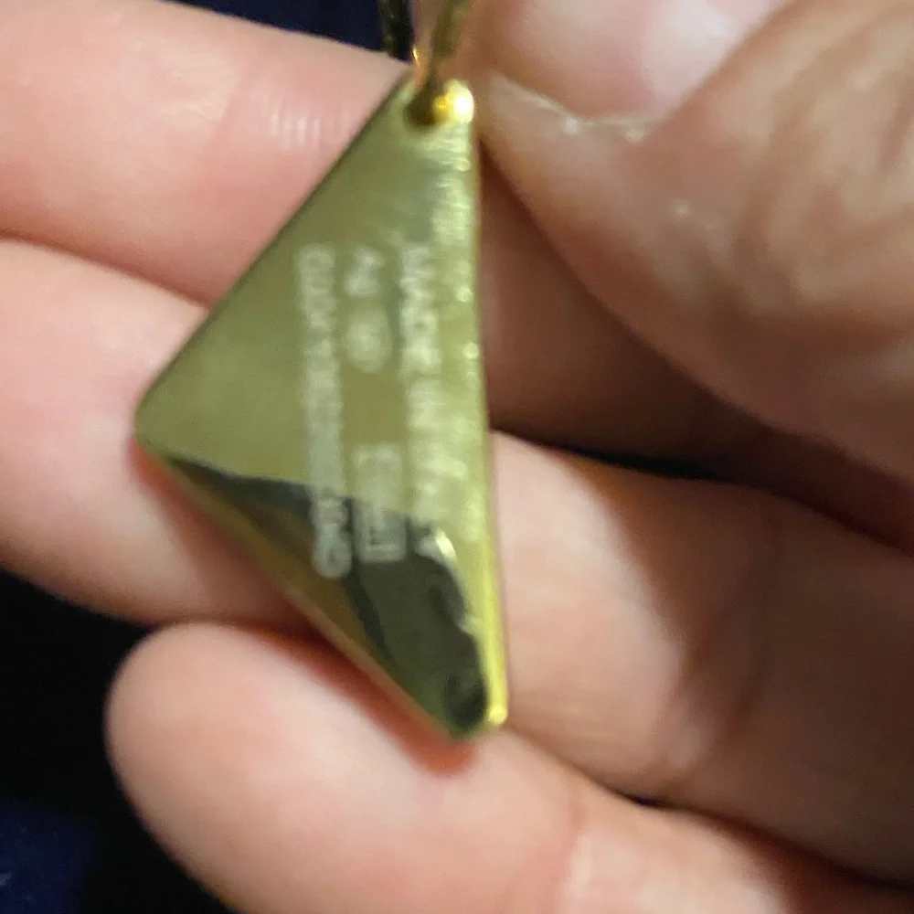 Prada Gold Logo Triangle Earrings - Picture 4 of 7